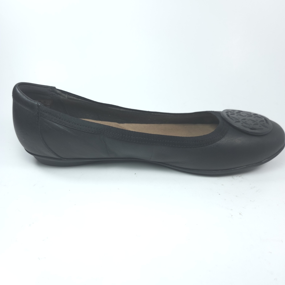 Clarks Sara Willow Black Leather Ballet Flats W 9 - Picture 3 of 14